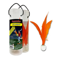 Jazzminton LED birdies for evening play paddle ball
