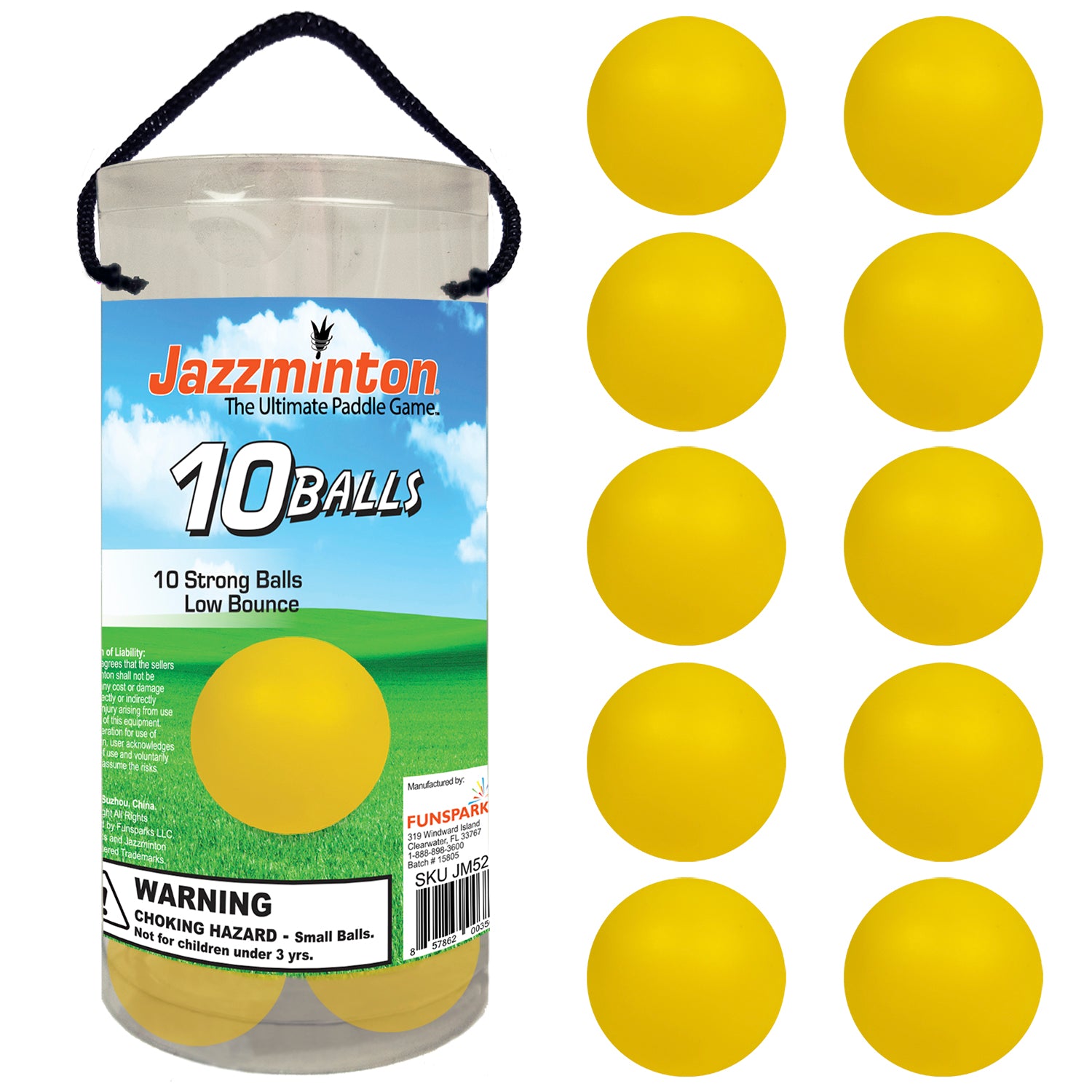 Jazzminton® 10 Yellow Paddleballs