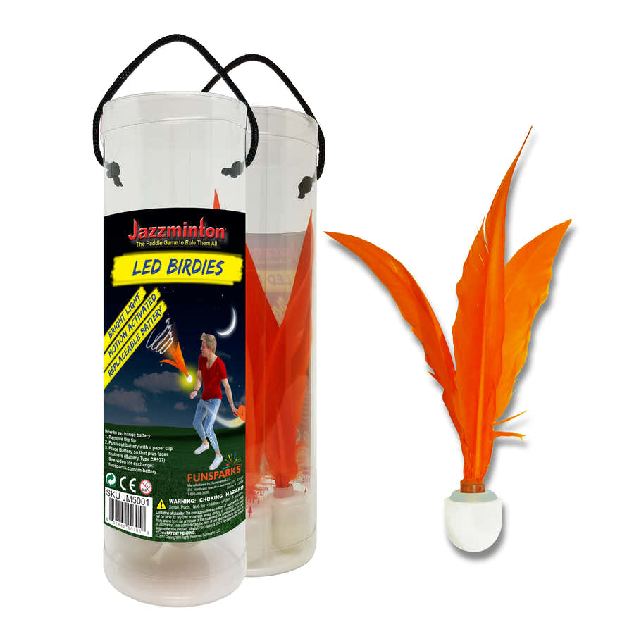 Jazzminton LED birdies for evening play paddle ball
